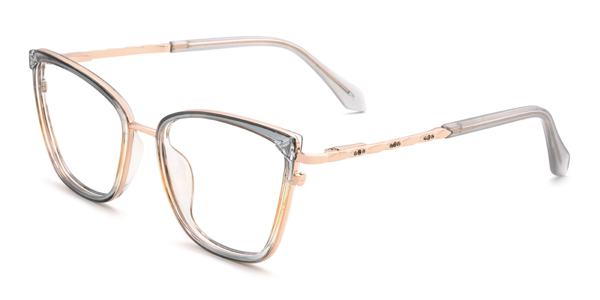 Grey Yellow Xaniyah Glasses - Cat Eye Glasses