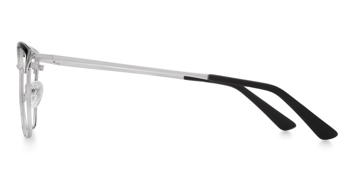 Black Silver Imaan Glasses - Rectangle Glasses