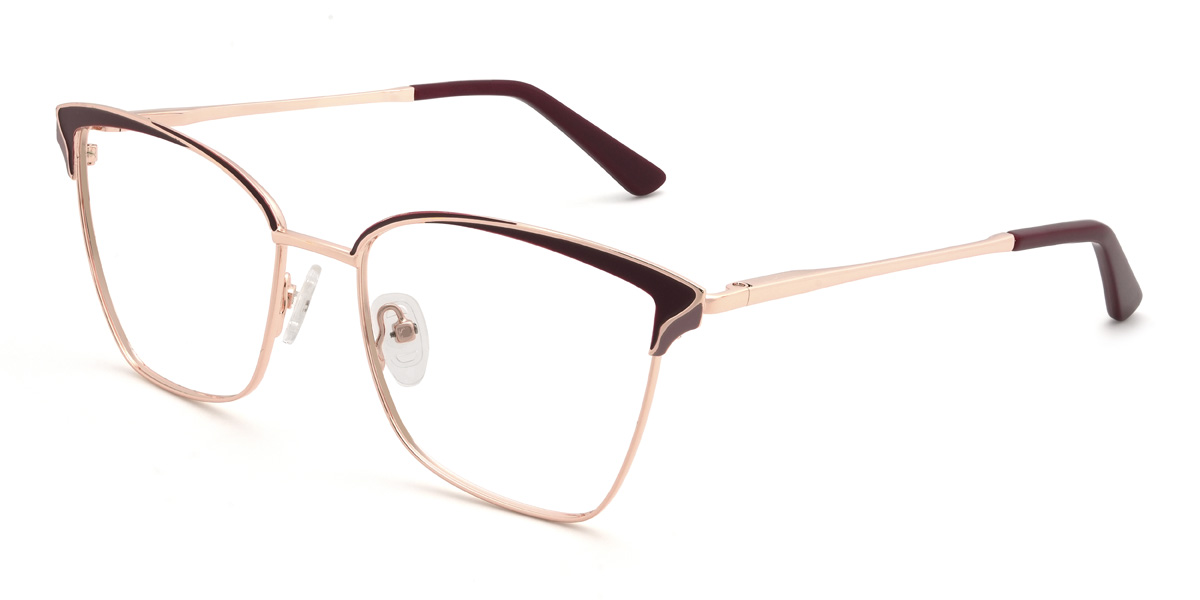 Gold Wine Imaan Glasses - Rectangle Glasses