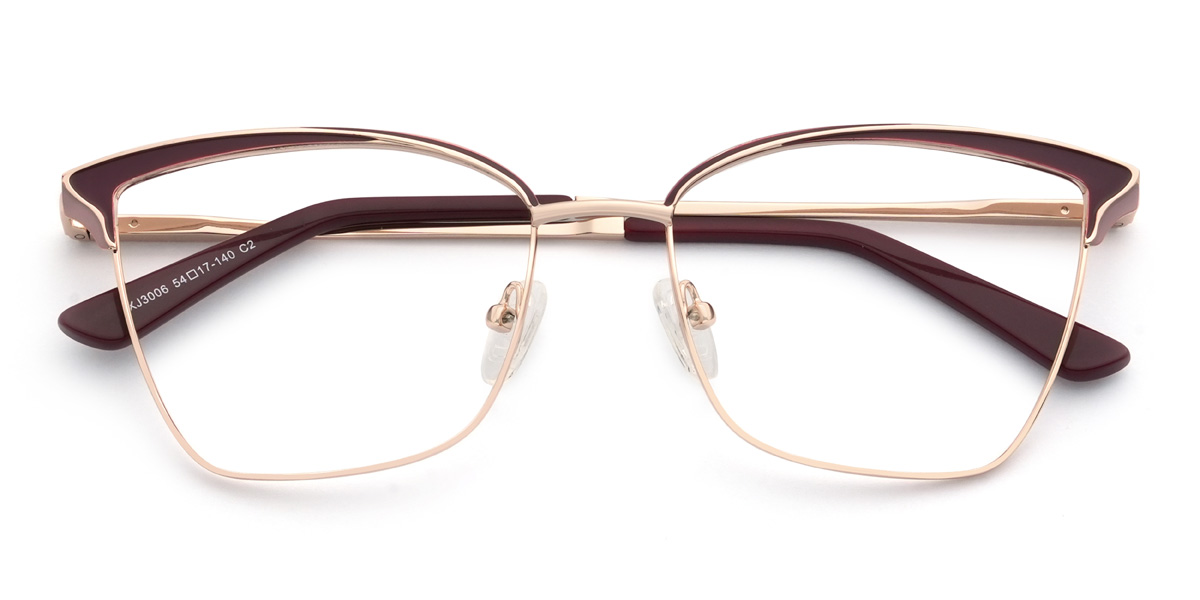 Gold Wine Imaan Glasses - Rectangle Glasses