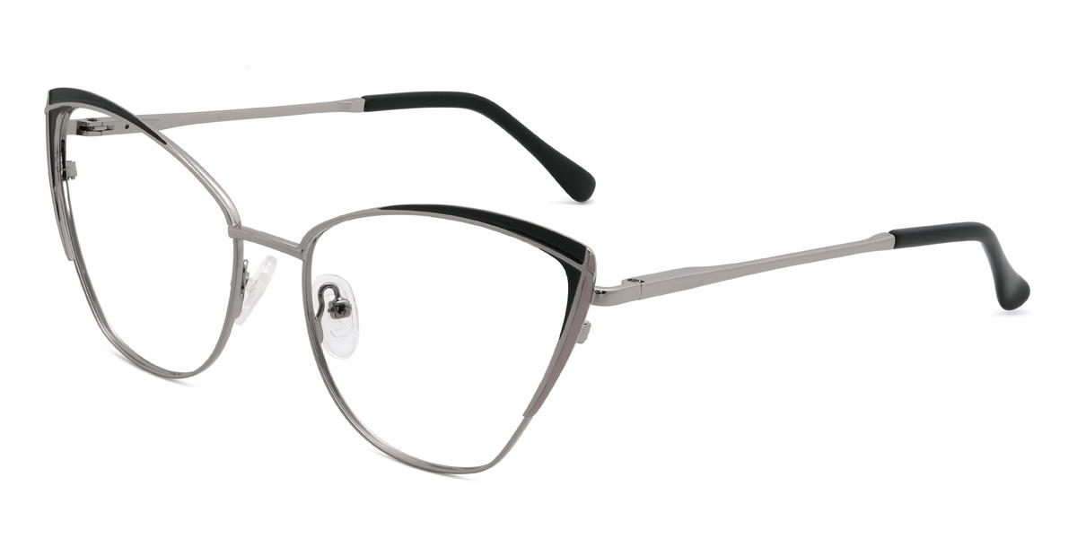 Black Silver Ummul Glasses - Cat Eye Glasses