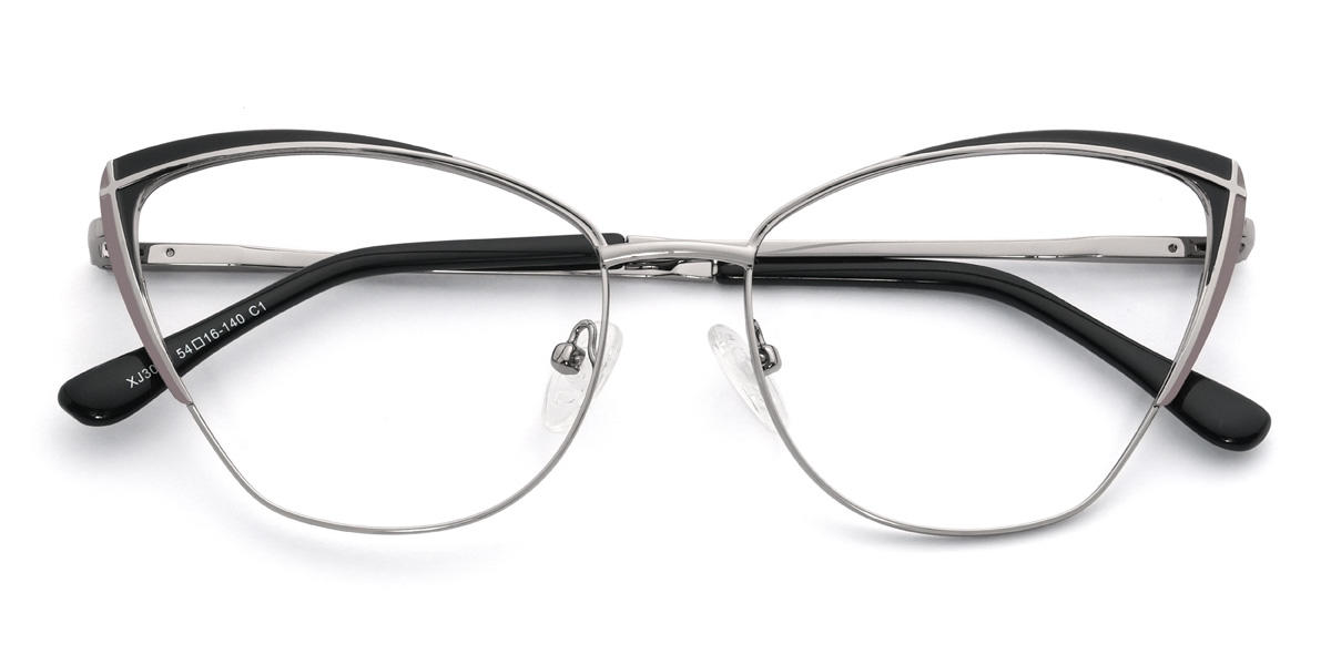 Black Silver Ummul Glasses - Cat Eye Glasses