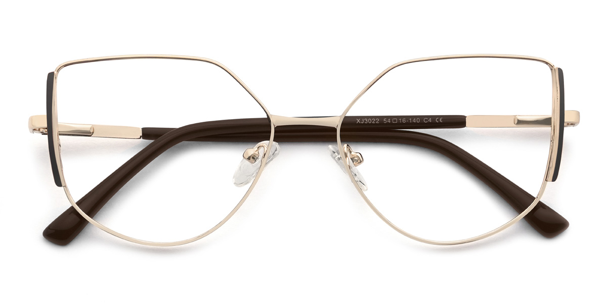 Marrom dourado Odessa Óculos - Cat Eye Glasses