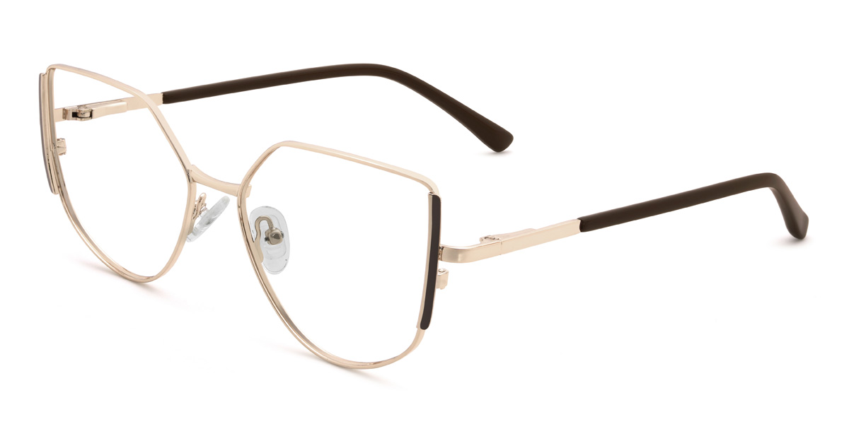 Marrom dourado Odessa Óculos - Cat Eye Glasses