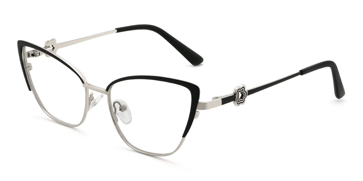 Black Silver Nihira Glasses - Cat Eye Glasses