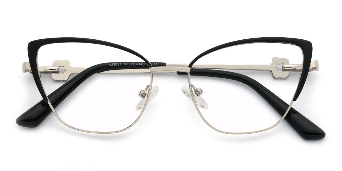 Black Silver Nihira Glasses - Cat Eye Glasses