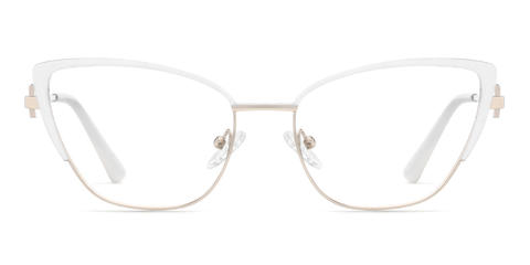 Gold White Nihira - Cat Eye Glasses