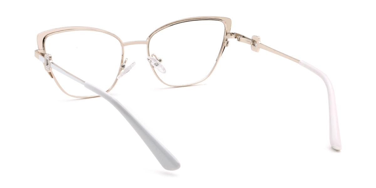 Gold White Nihira Glasses - Cat Eye Glasses