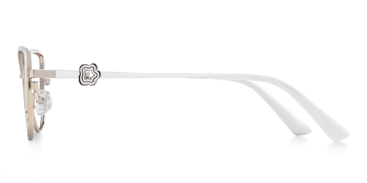 Gold White Nihira Glasses - Cat Eye Glasses