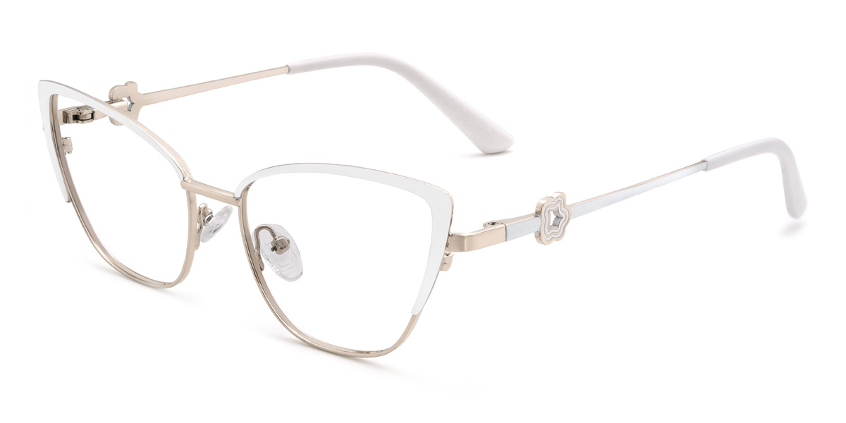 Gold White Nihira Glasses - Cat Eye Glasses