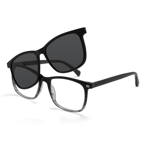 Black Black Tortoiseshell Braelynn Glasses - Rectangle Clip-On Sunglasses