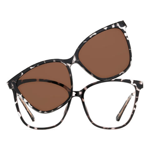 Black Tortoiseshell Baird - Cat Eye Clip-On Sunglasses