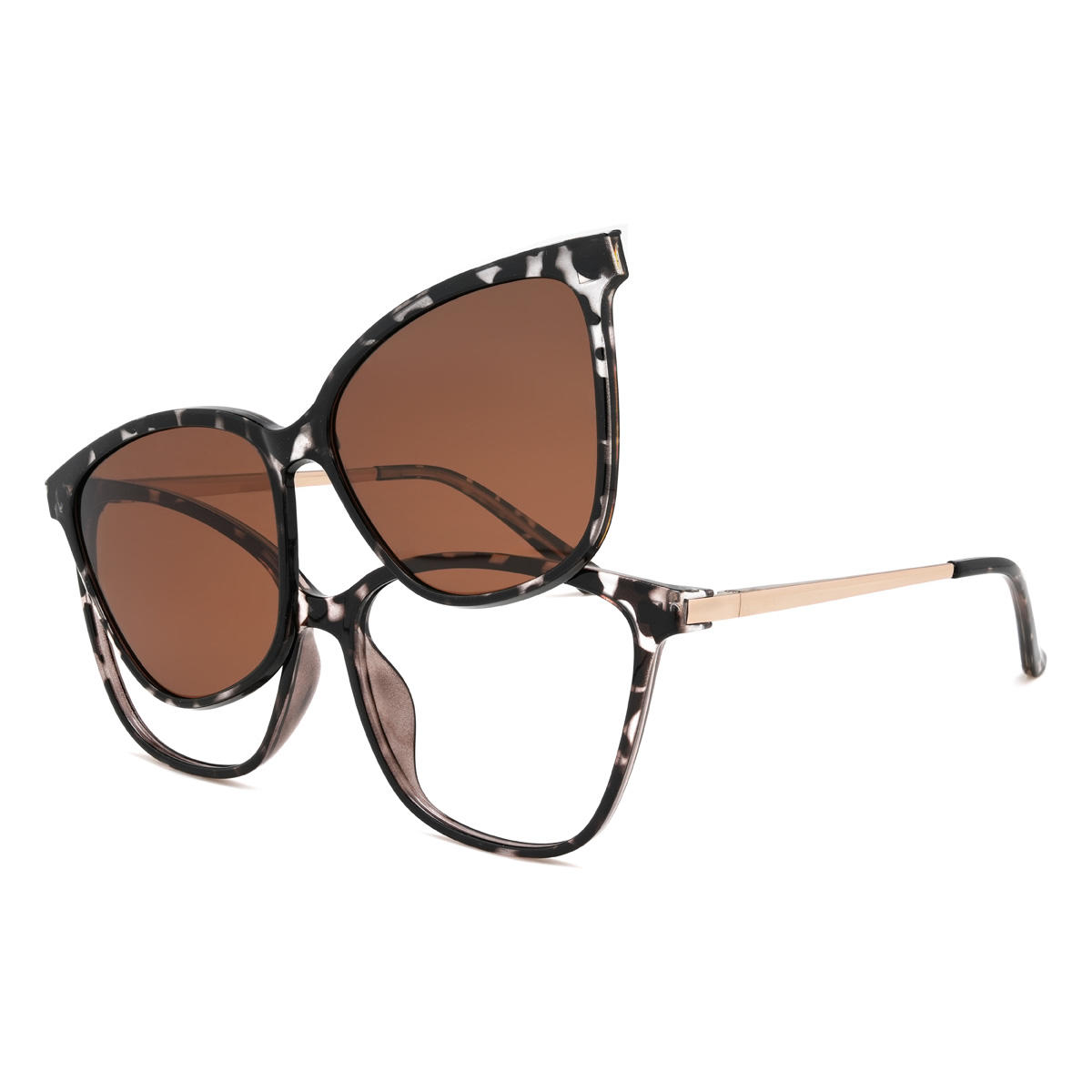 Black Tortoiseshell Baird Glasses - Cat Eye Clip-On Sunglasses