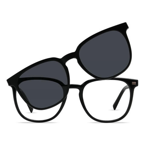 Fekete Zaid - Oval Clip-On Sunglasses