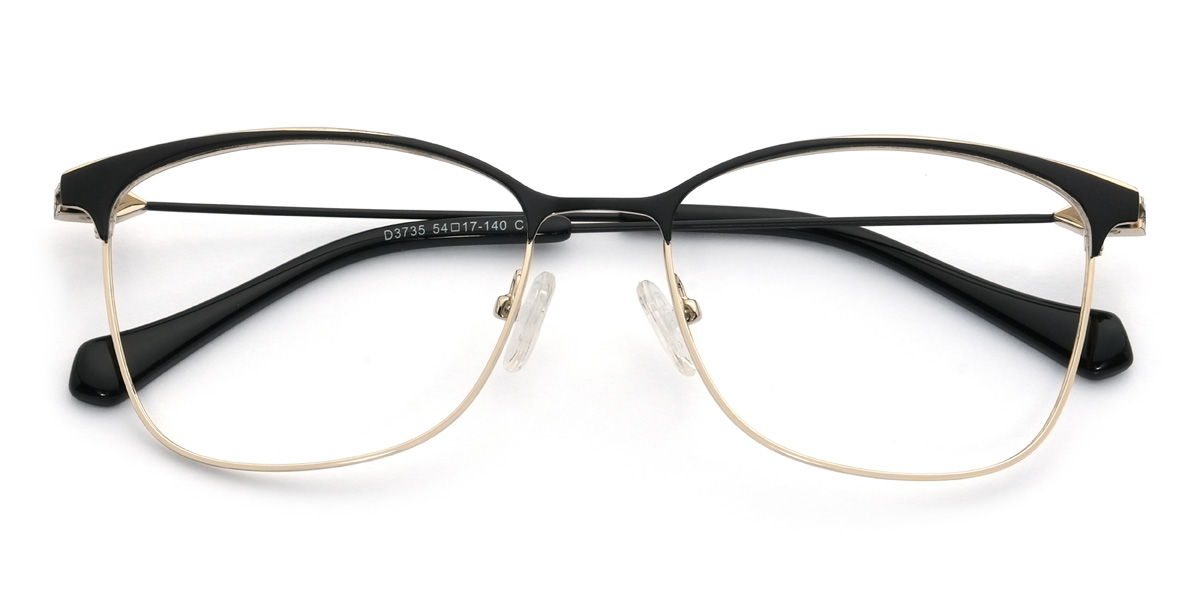 Gold Black Shaikha Glasses - Rectangle Glasses