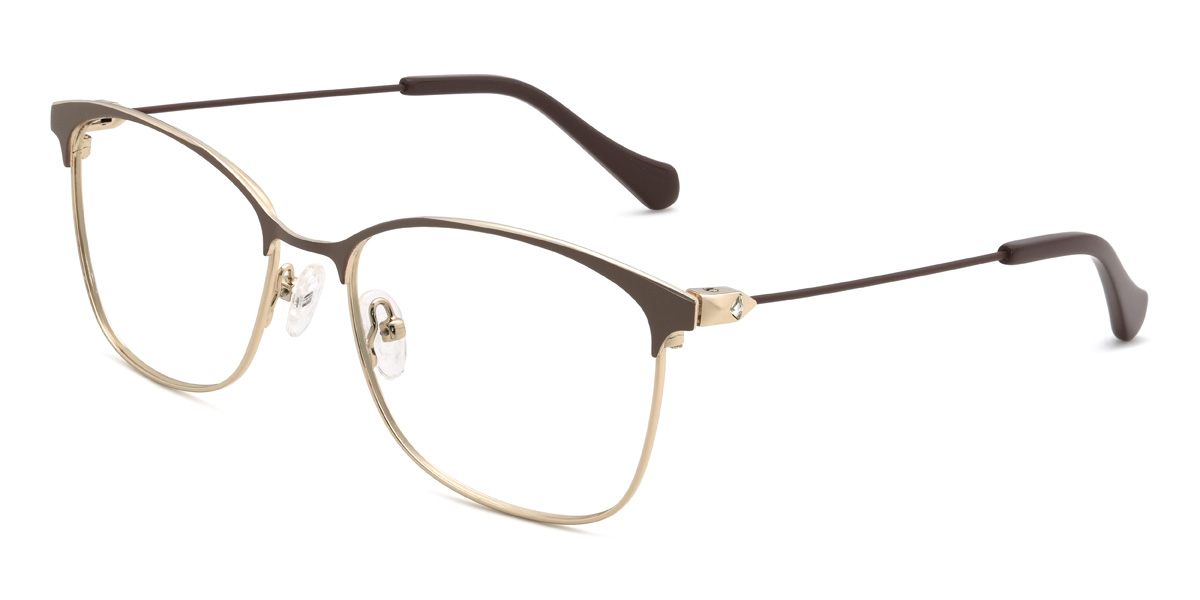 Gold Brown Shaikha Glasses - Rectangle Glasses