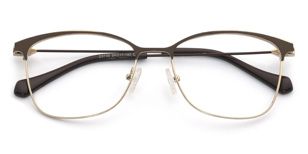 Gold Brown Shaikha Glasses - Rectangle Glasses