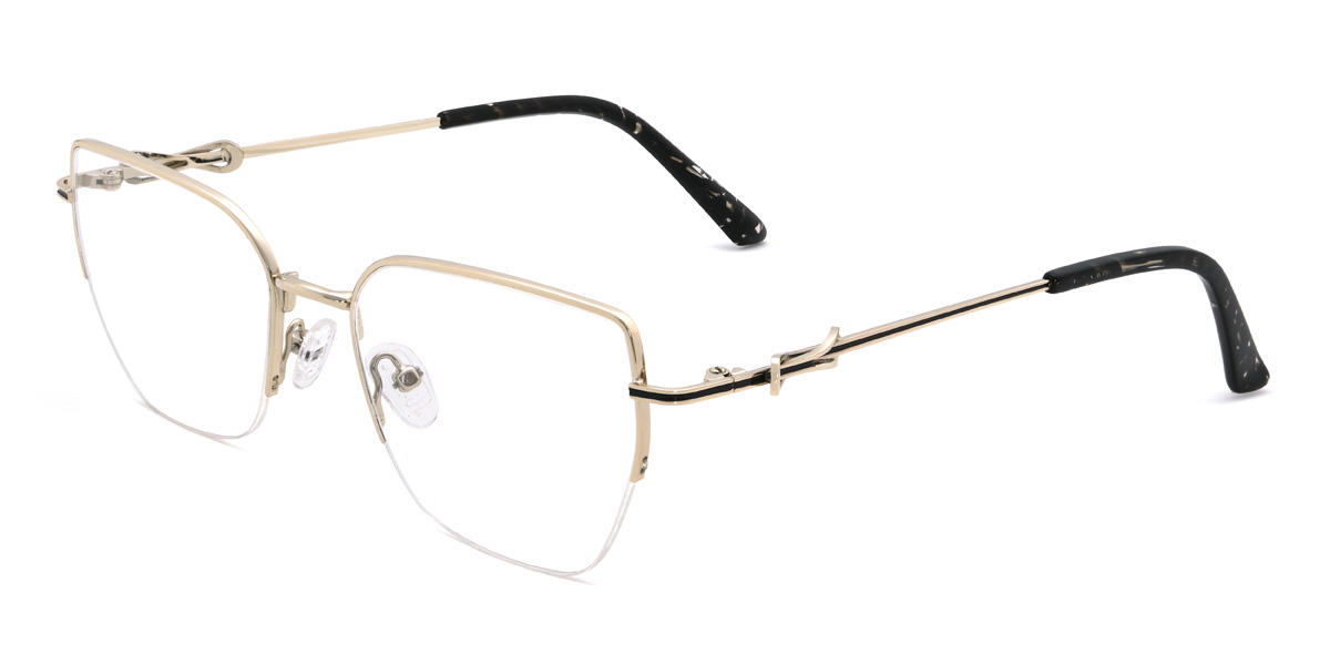 Zlato čierna Yazan Okuliare - Rectangle Glasses