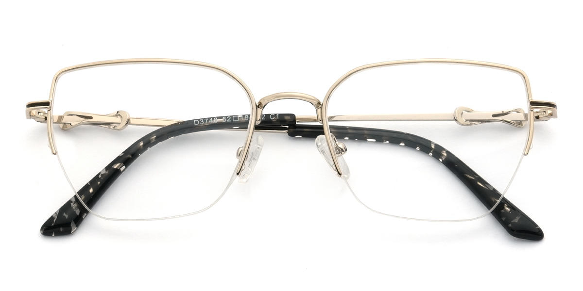 Zlato čierna Yazan Okuliare - Rectangle Glasses