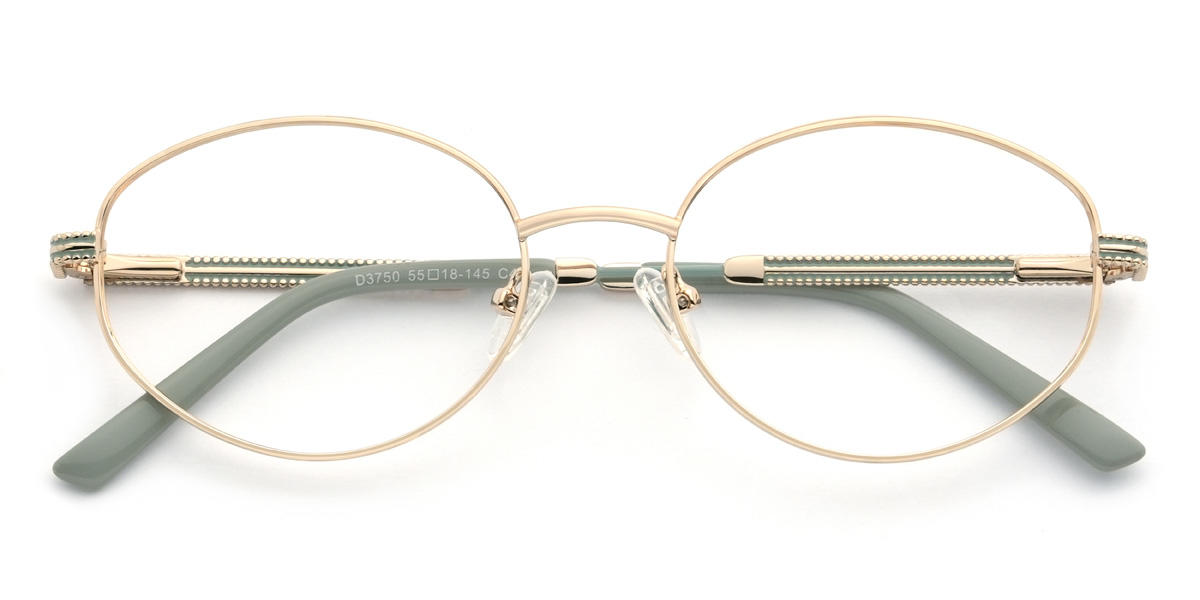 Gold Green Ryann Glasses - Oval Glasses