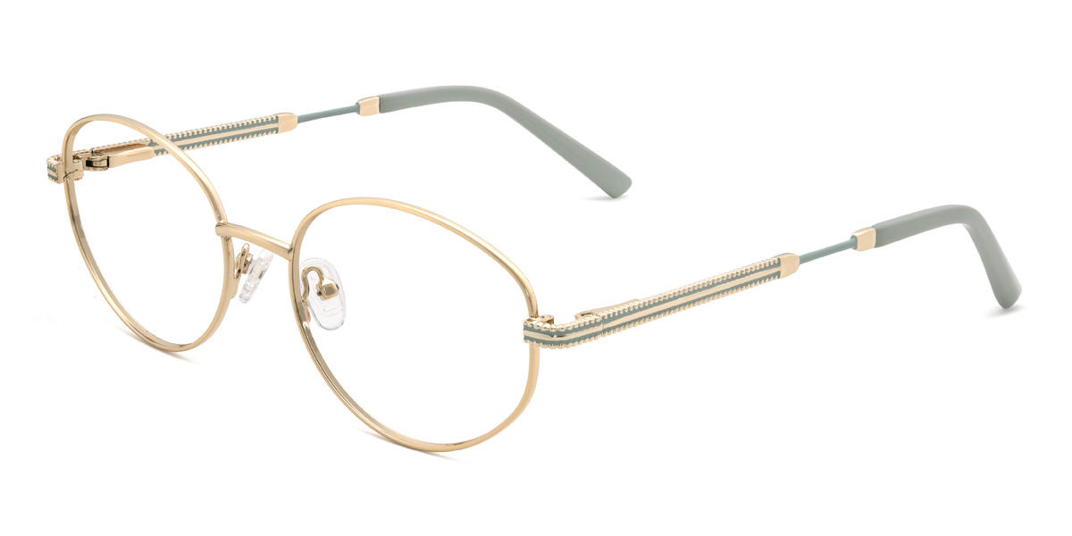 Gold Green Ryann Glasses - Oval Glasses