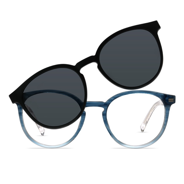 Gradientná modrá Maliyah - Oval Clip-On Sunglasses