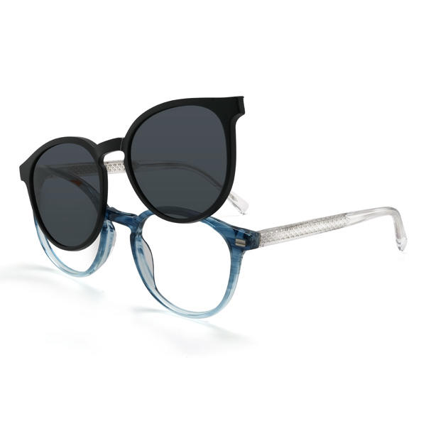 Gradient Blue Maliyah Glasses - Oval Clip-On Sunglasses
