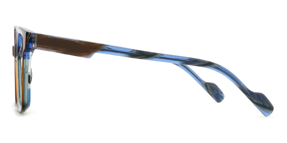 Brown Blue Tortoiseshell Keiko Glasses - Square Glasses