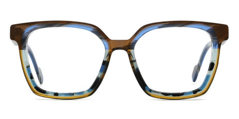 Brown Blue Tortoiseshell Keiko - Square Glasses