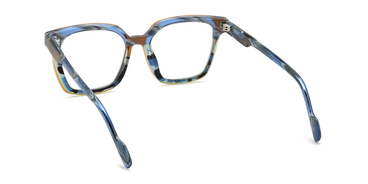 Brown Blue Tortoiseshell Keiko Glasses - Square Glasses