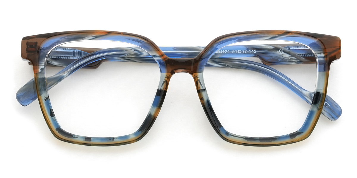 Brown Blue Tortoiseshell Keiko Glasses - Square Glasses