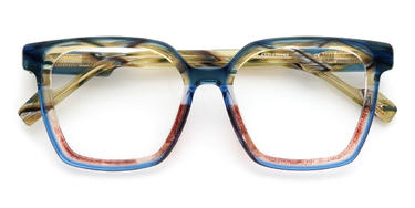 Blue Yellow Red Keiko Glasses - Square Glasses