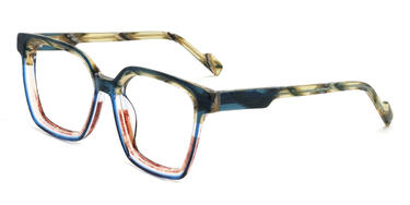 Blue Yellow Red Keiko Glasses - Square Glasses