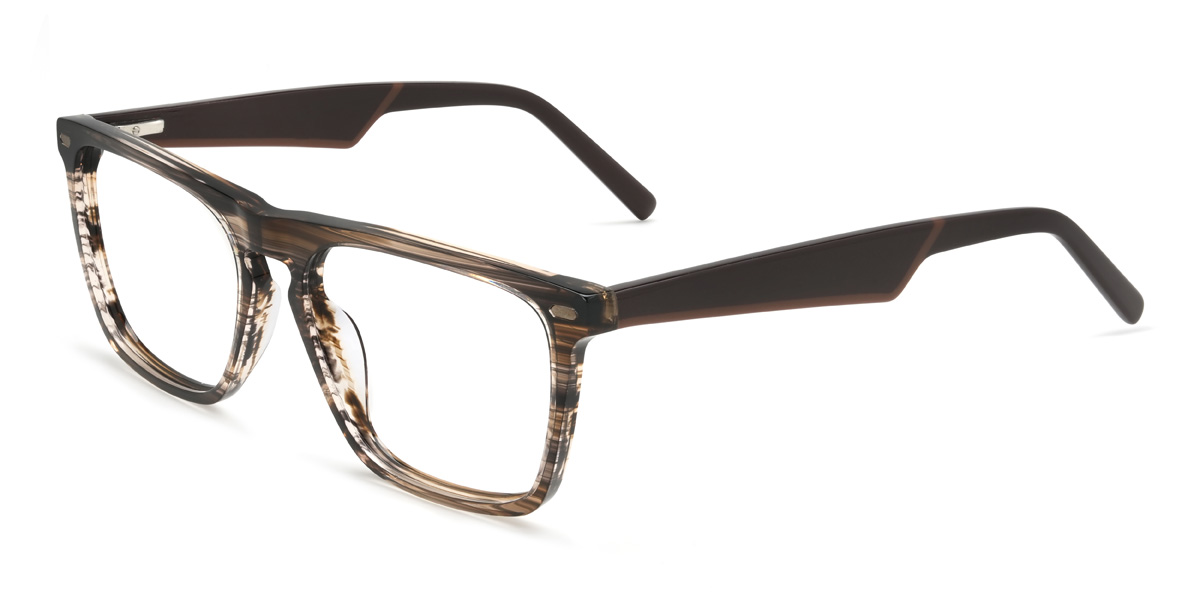 Brown Woodgrain Lucian Glasses - Rectangle Glasses