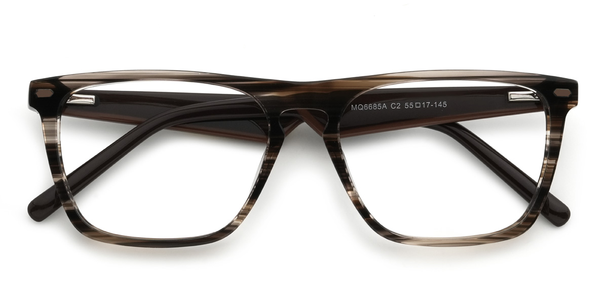 Brown Woodgrain Lucian Glasses - Rectangle Glasses