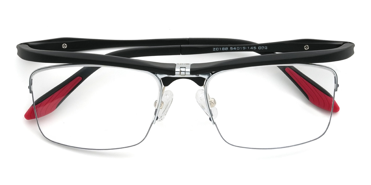 Black Silver York Glasses - Rectangle Glasses