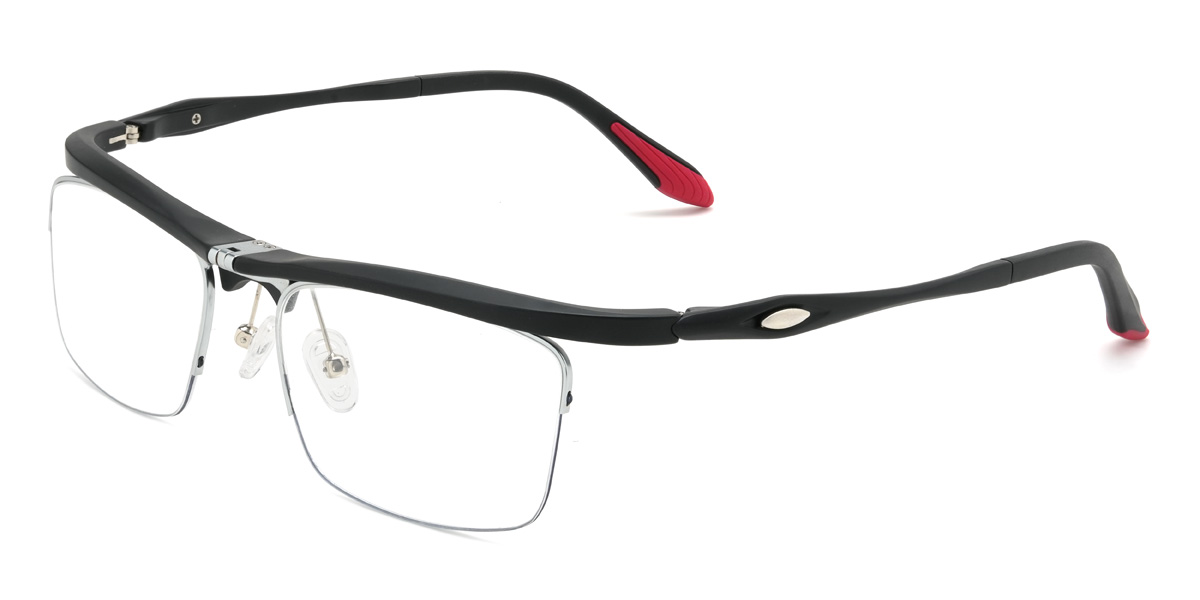Black Silver York Glasses - Rectangle Glasses