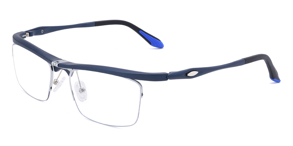 Silver Blue York Glasses - Rectangle Glasses