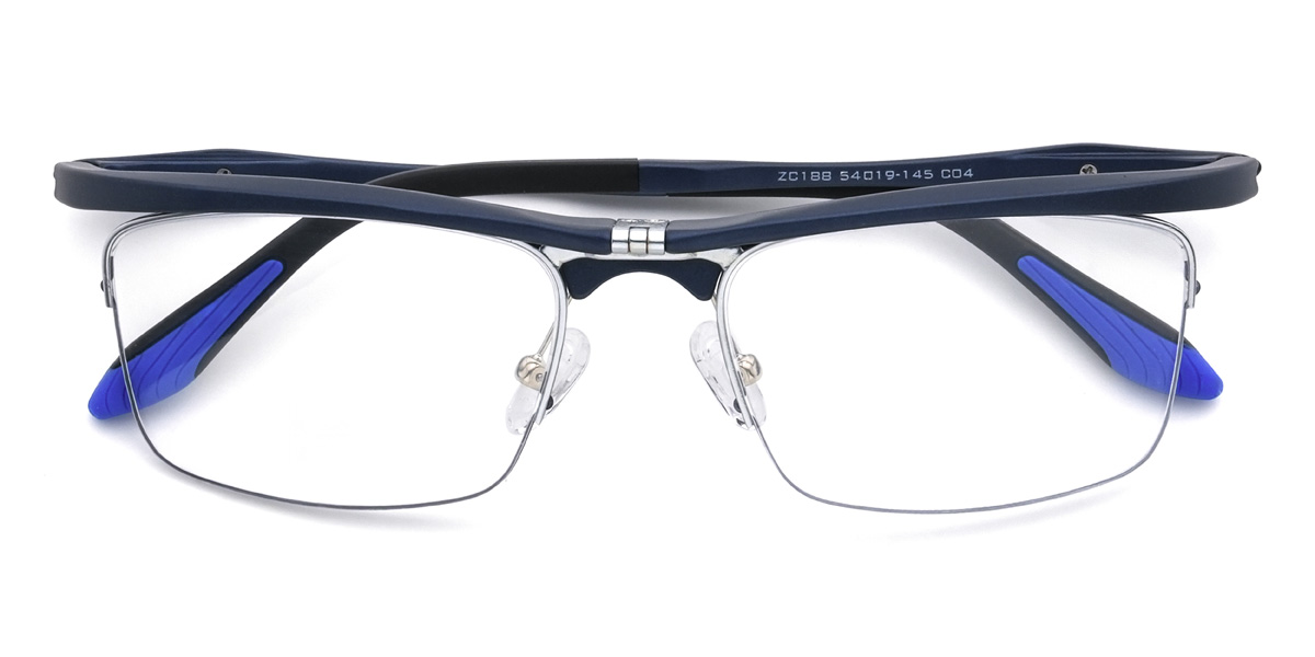 Silver Blue York Glasses - Rectangle Glasses