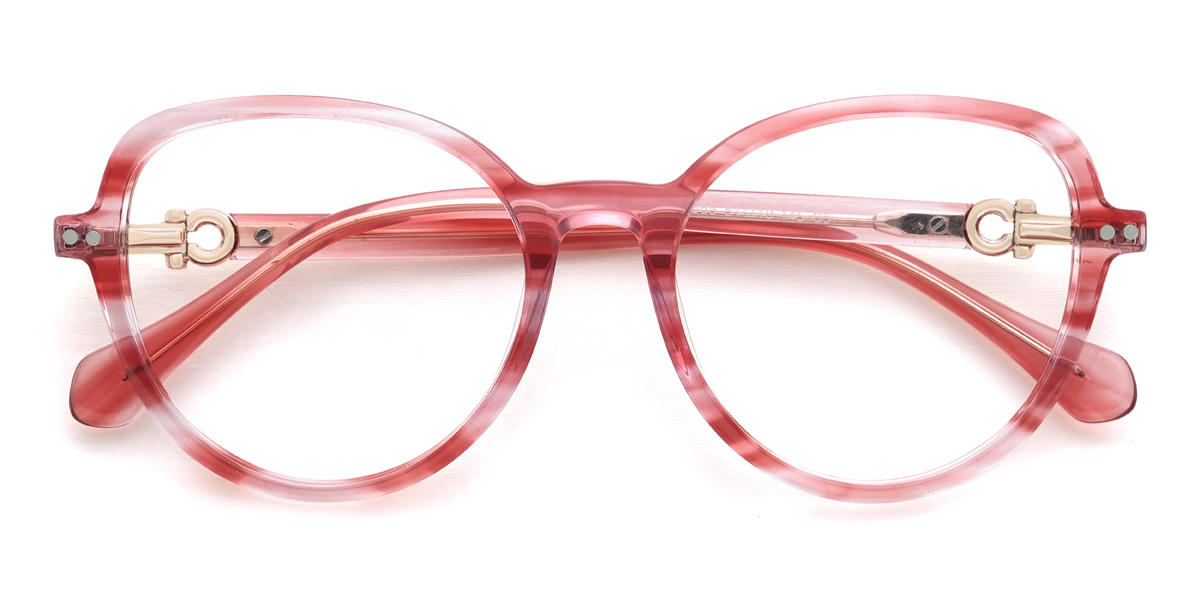Pink Red Tortoiseshell Ramona Glasses - Oval Glasses