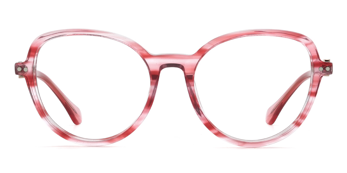 Pink Red Tortoiseshell Ramona - Oval Glasses