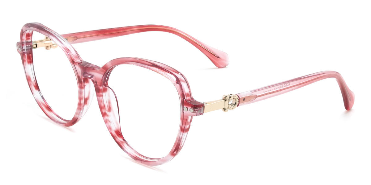 Pink Red Tortoiseshell Ramona Glasses - Oval Glasses
