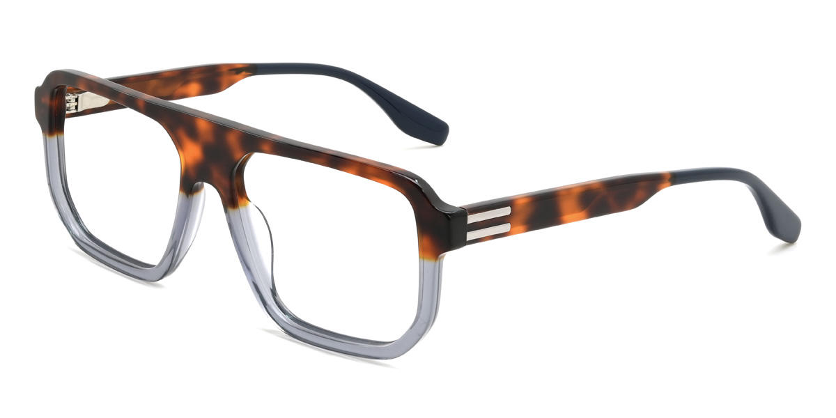 Tortoiseshell Grey Peters Glasses - Rectangle Glasses