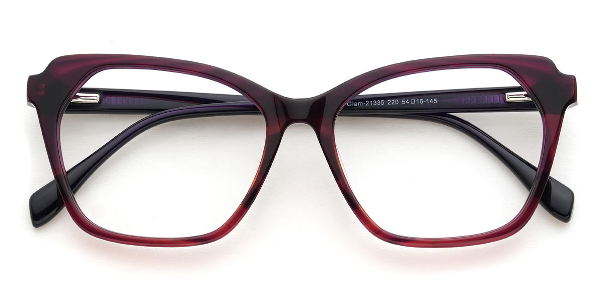Purplish Red Tortoiseshell Francine Glasses - Cat Eye Glasses