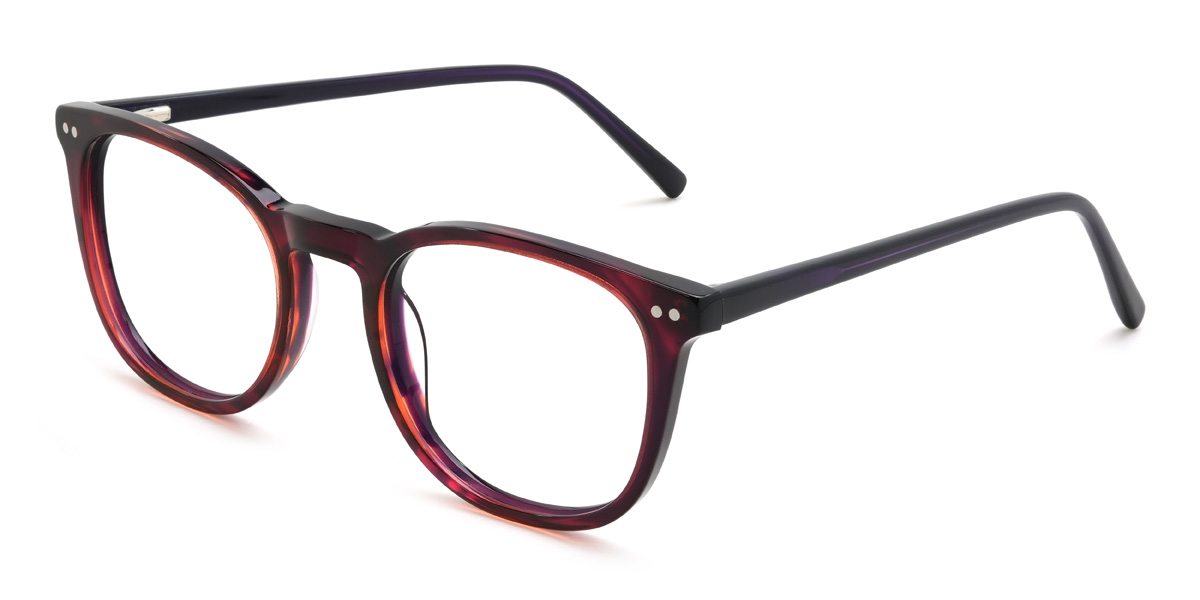 Purple Red Tortoiseshell Nathalia Glasses - Oval Glasses