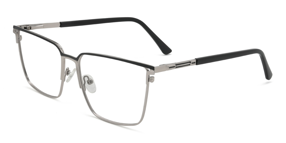 Black Silver Chamberlain Glasses - Rectangle Glasses