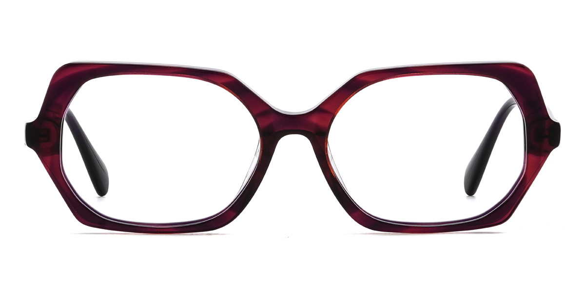 Purplish Red Tortoiseshell Antonella - Rectangle Glasses